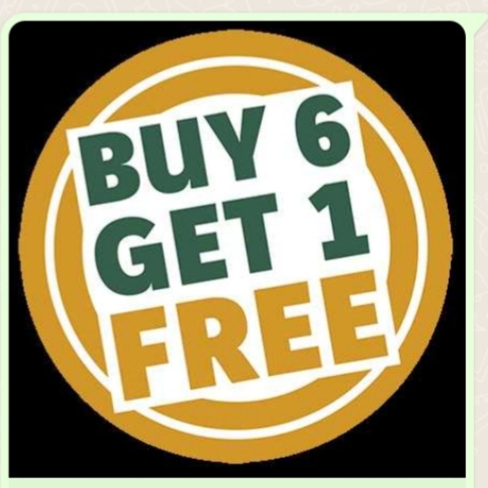 Buy 6 items, get any (1) for free